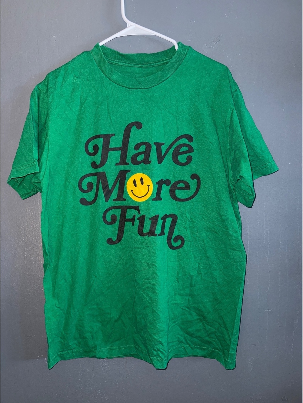 LALA GIRL GANG FOREVER Green Graphic T-Shirt with Smiley Face Design